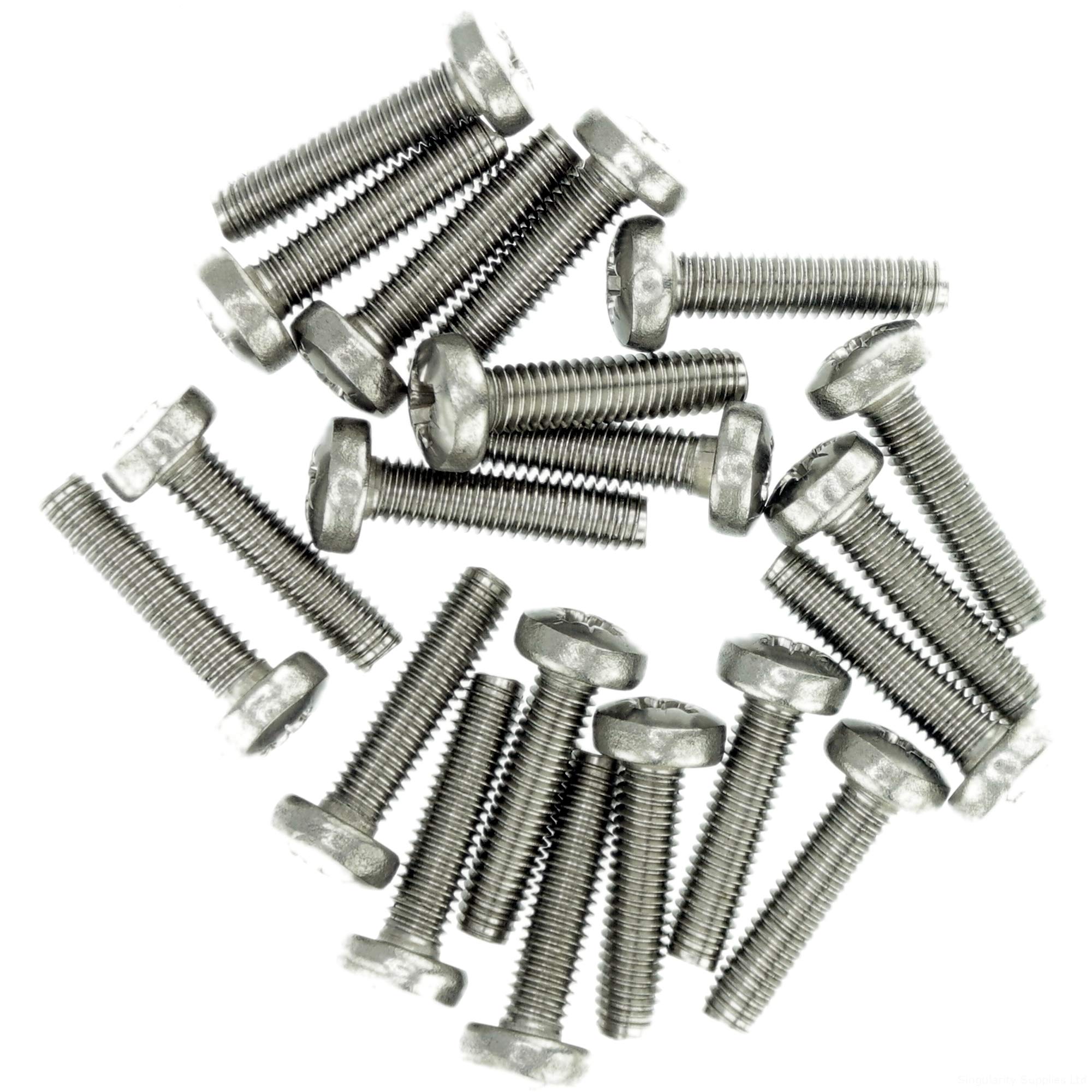 Singularity Supplies M4 (4Mm X 16Mm) Pozi Pan Thread Rolling Screw - Stainless Steel (A2) (Pack Of 20)