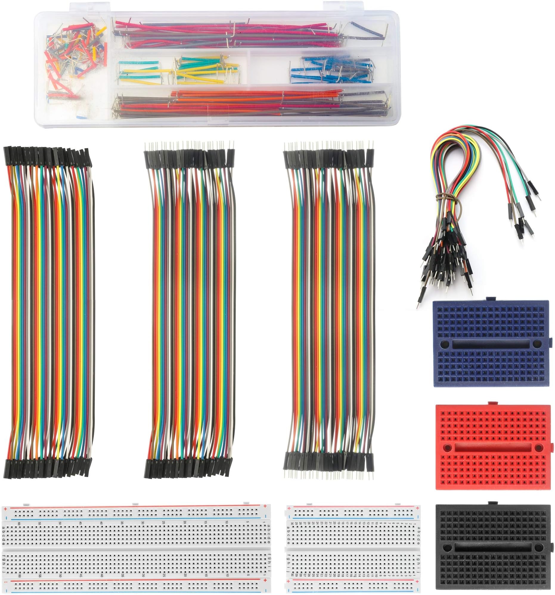 ALLDREI Solderless Breadboard Jumper Wires Set BJ-001 400 Pin and 830 Pin Prototype PCB Bread Board and Jumper Cable (Male-Female, Female-Female, Male-Male) for Raspberry Pi and Arduino