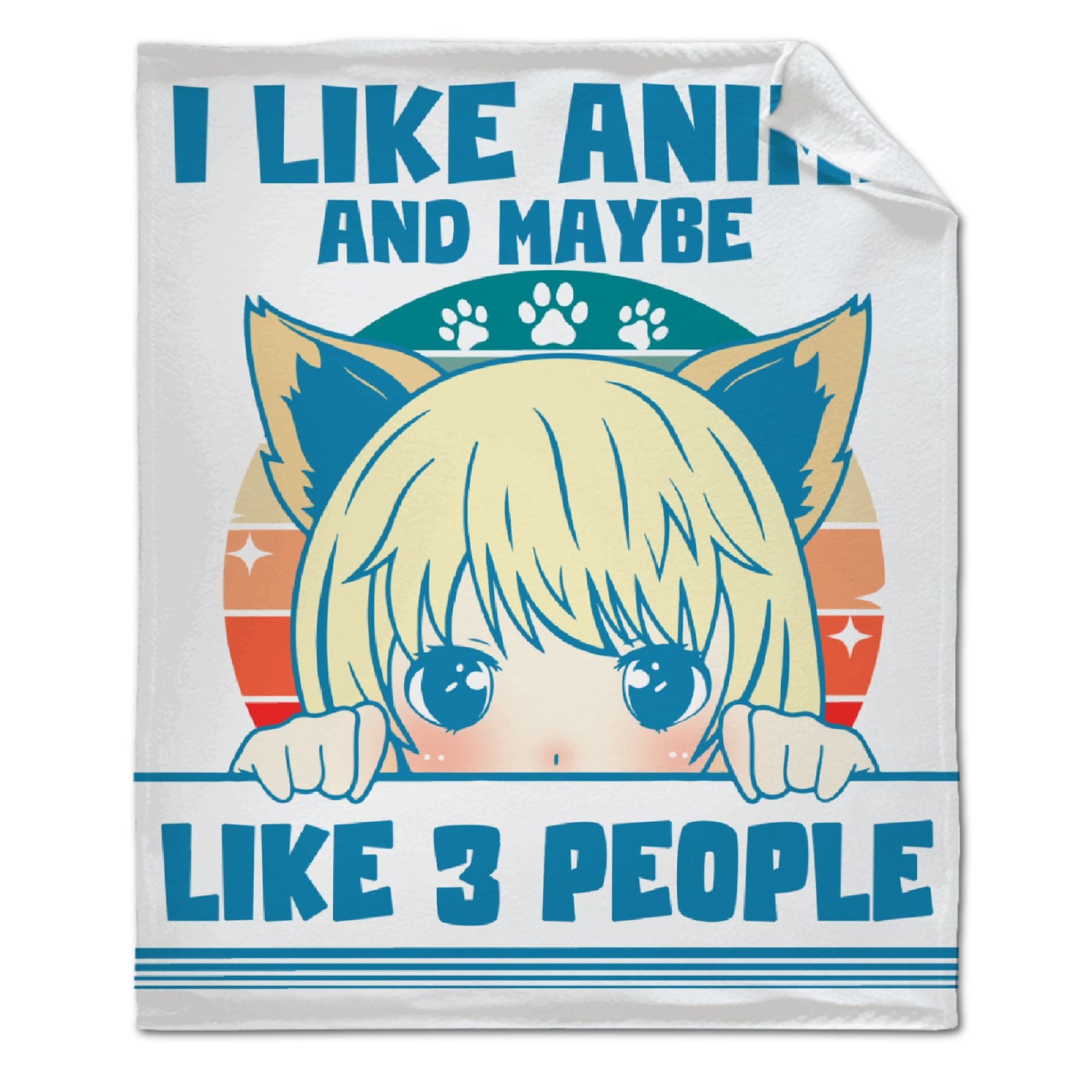 ARTBLANKET I Like Anime and Maybe Like 3 People Throw Blanket Fannel Fleece Super Soft Funny Blanket Travel Throw Blanket for Bed Couch Sofa 60x50 in for Teen Car