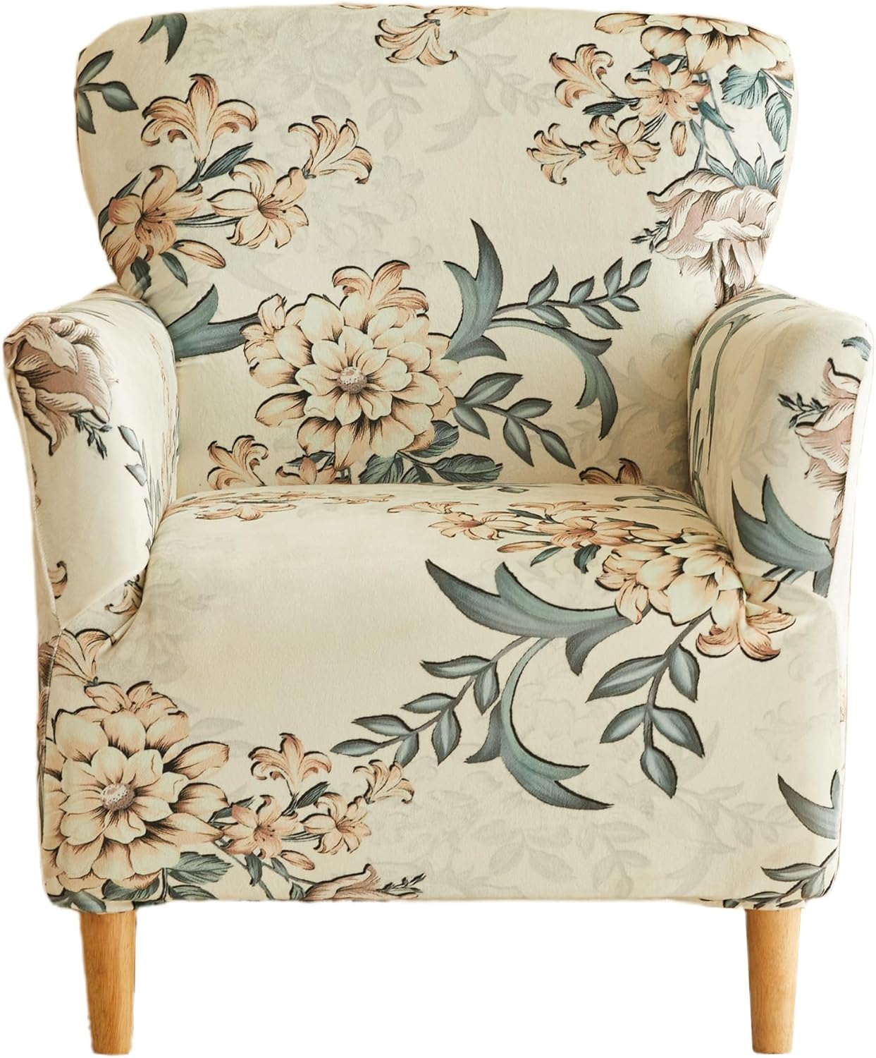 CRFATOP Stretch 1 Piece Chair Covers with Arms Velvet Printed Accent Chair Cover Armchair Soft Banquet Armchair Covers Washable Chair Slipcovers for Living Room Office Reception Reading Sofa,B40