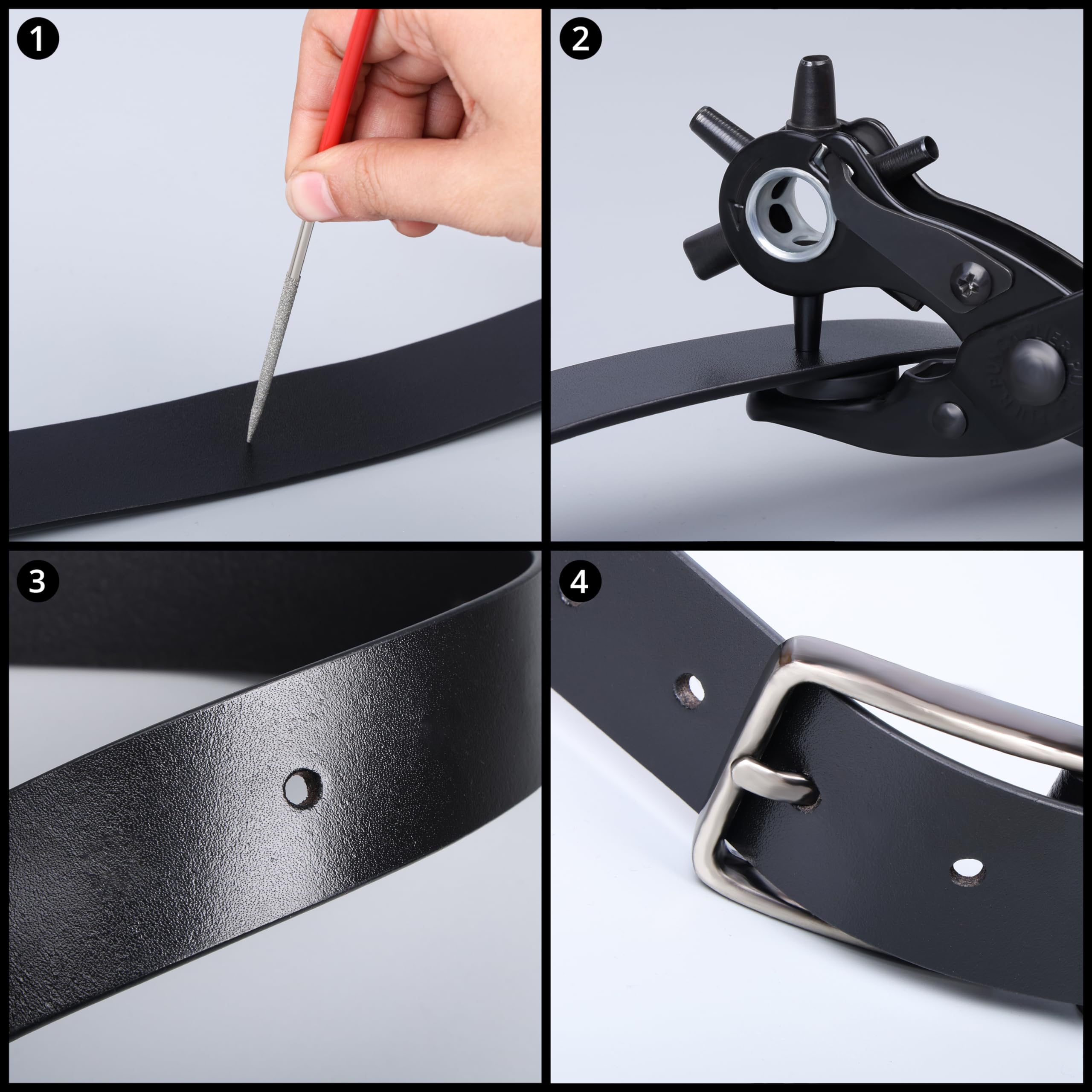 Pinza Rivetto Girevole Pinza Puntatrice Per Occhielli In Pelle Dekton - 6 Taglie Di Foro Per Cinture, Borselli, Accessori - DT20910 Buchi Cintura - Foto 8