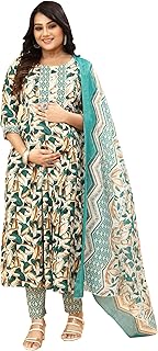 SKY FAB Women Viscose Rayon Anarkali Maternity and Nursing Kurta Set with Dupatta with Zipper-picture-41