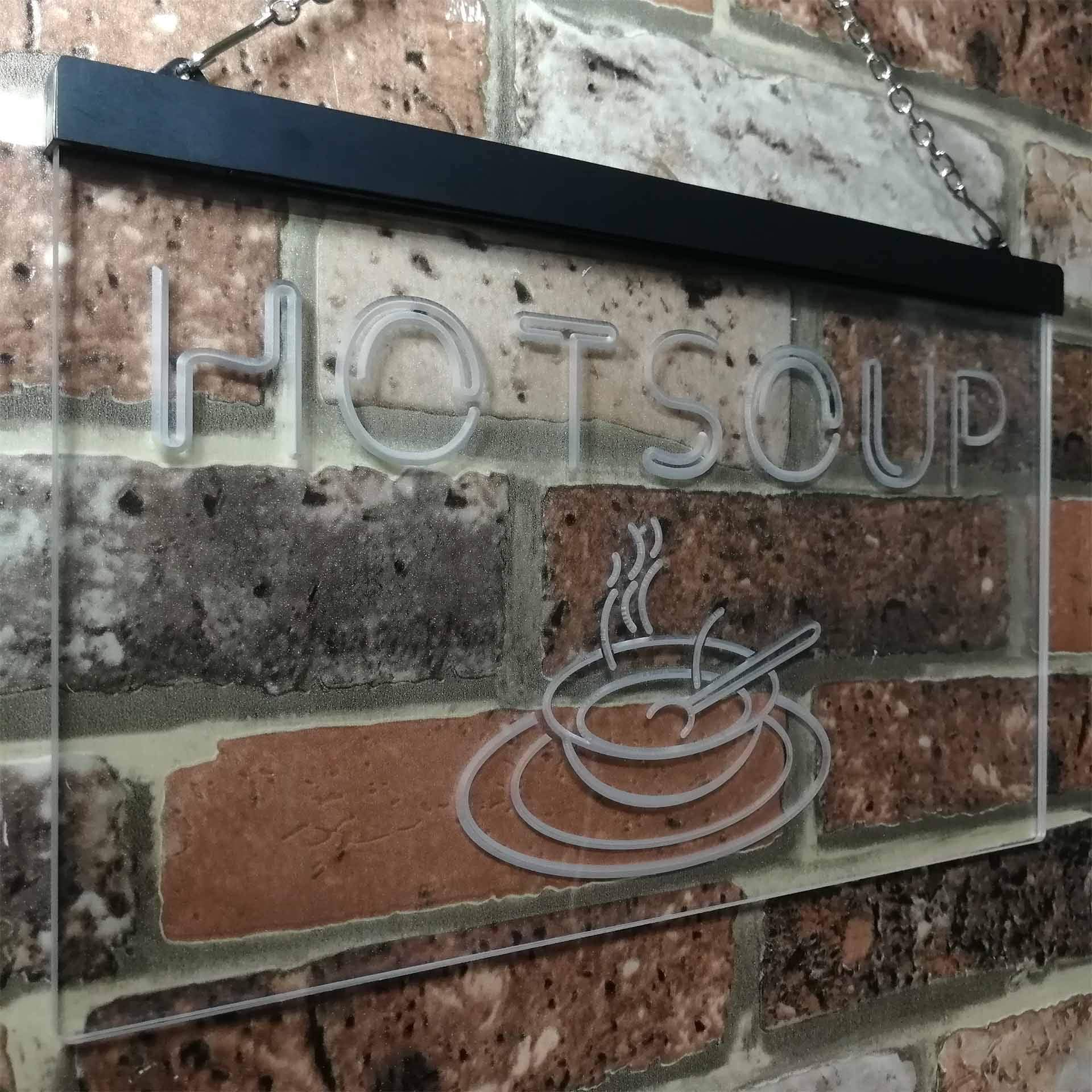 Hot Soup Dual Color LED Enseigne Lumineuse Neon Sign Blanc et vert 600 x 400mm st6s64-i0125-wg