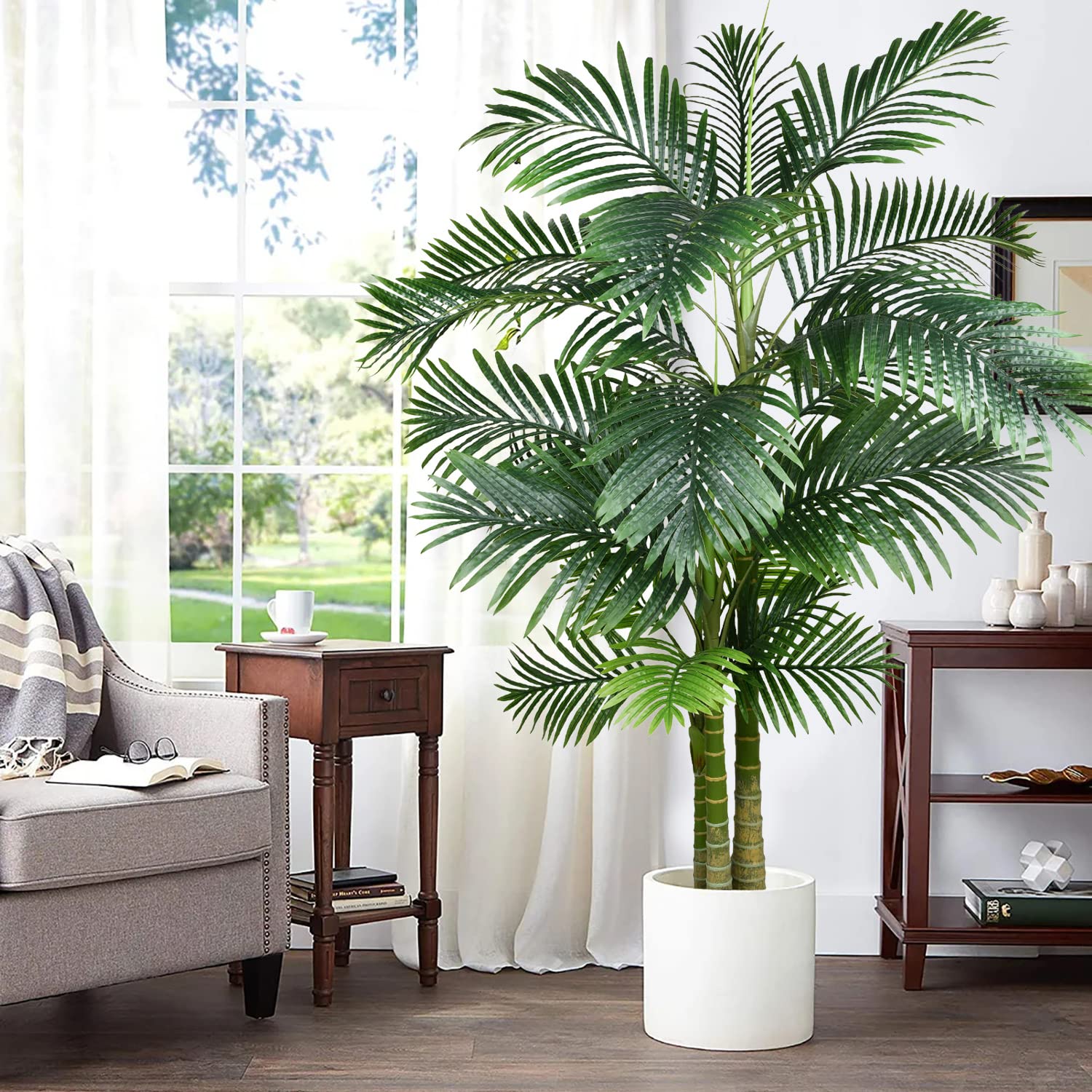 Mophorn Palma Areca Artificiale 1219 mm, Set di 2, Pianta Tropicale Decorativa con Fioriera