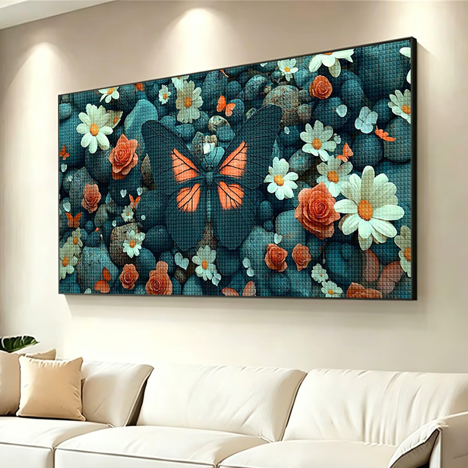 Diamond Painting Grande 200x100cm Flor Diamond Painting Adultos, DIY Mariposa Pintura de Diamante Manualidades Adultos, 5D Cuadrado Rhinestone Bordado Punto de Cruz Art para Home Decoration 0J-899