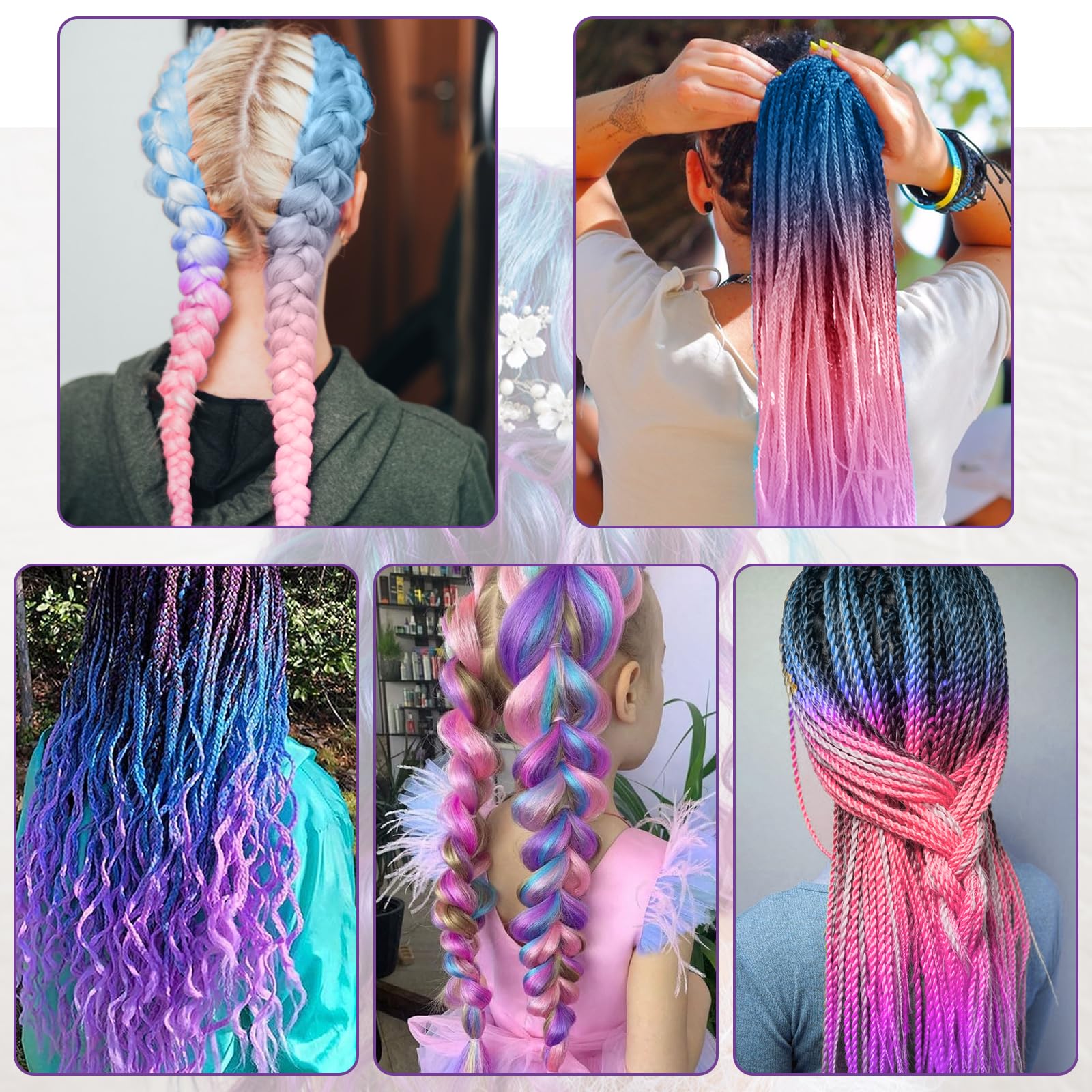 5 packs of ??‍♀️ MERMAID ombré braiding hair NWT Purple Mermaid Braids Set: Handmade Synthetic Dreads  main image 2