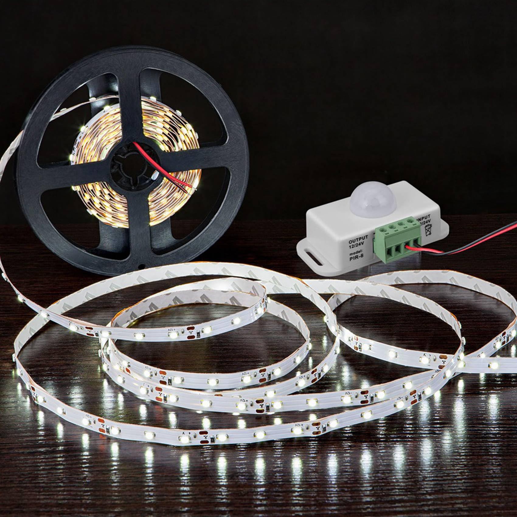 Paquete de 12 Sensores de Movimiento PIR de 12 V y 24 V, Detector de Movimiento, Interruptor de Luz, Detección de Infrarrojos, Función de Temporización de Movimiento