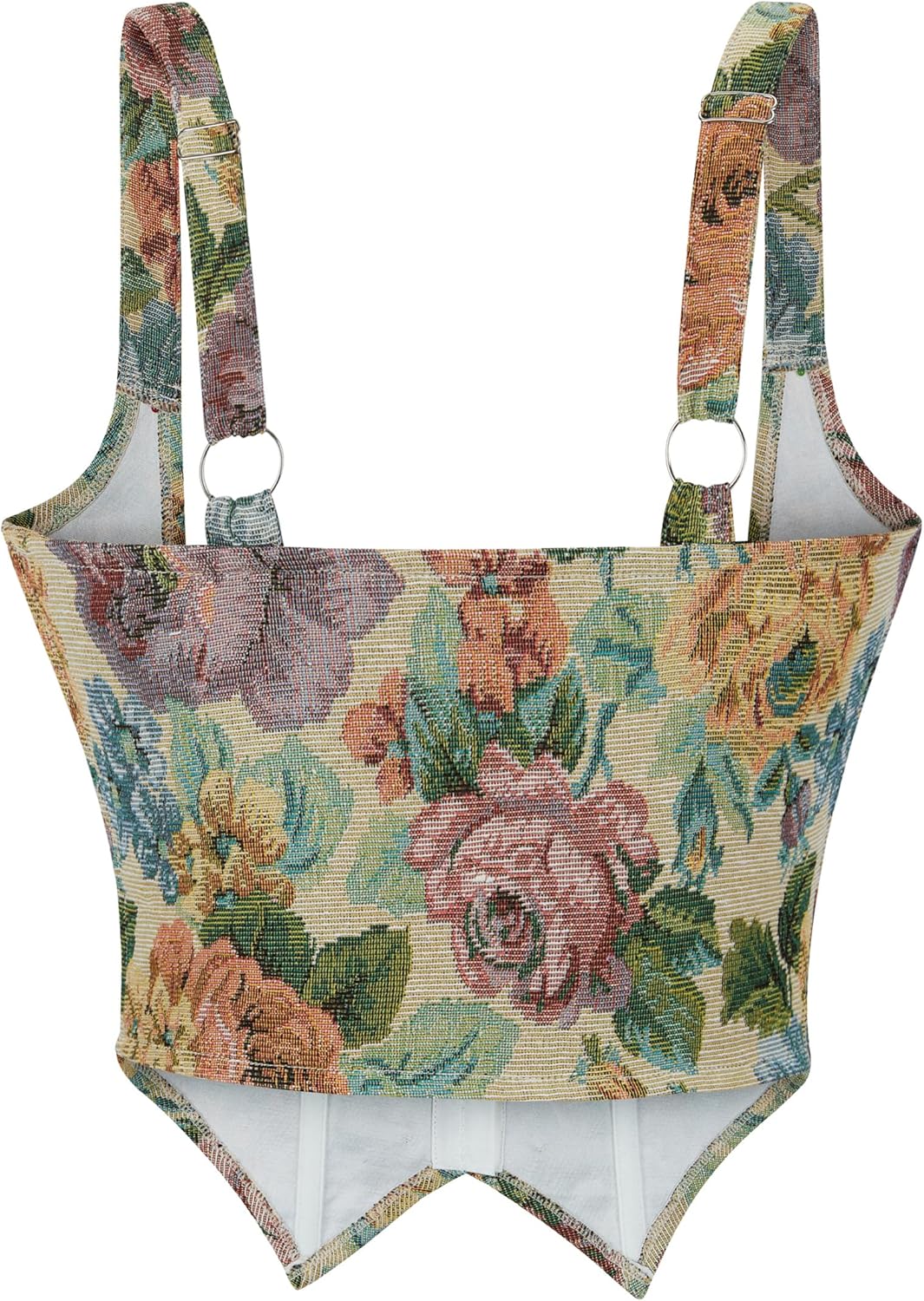 Dreay Womens Vintage Floral Print Underbust Corset Tops Vintage Boned Corset Belt Corset Vest - Image 2