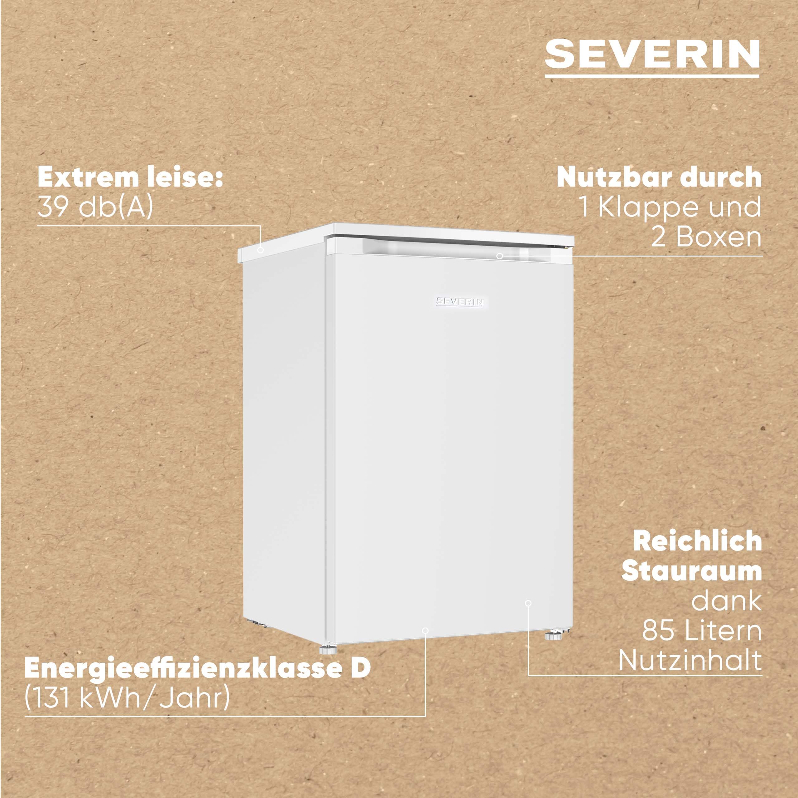 SEVERIN Gefrierschrank, besonders leise - 38 dB, individuell nutzbar durch 1 Klappe und 2 Boxen, 85 L Nutzinhalt, weiß, GS 8864