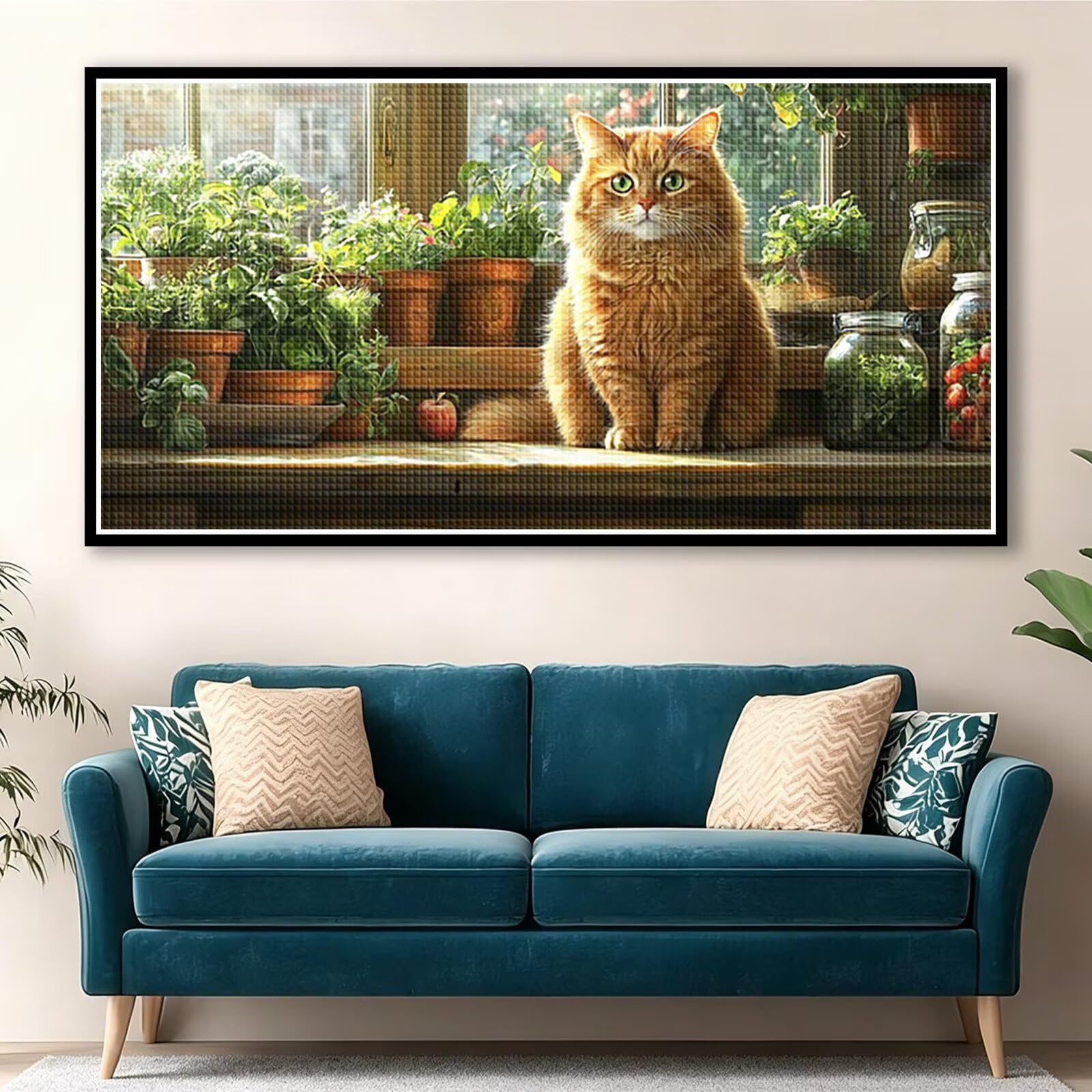 Diamond Painting Grande 160x80cm Gato Diamond Painting Adultos, DIY Animal Pintura de Diamante Manualidades Adultos, 5D Cuadrado Rhinestone Bordado Punto de Cruz para Home Decoration Regalo 0J-329