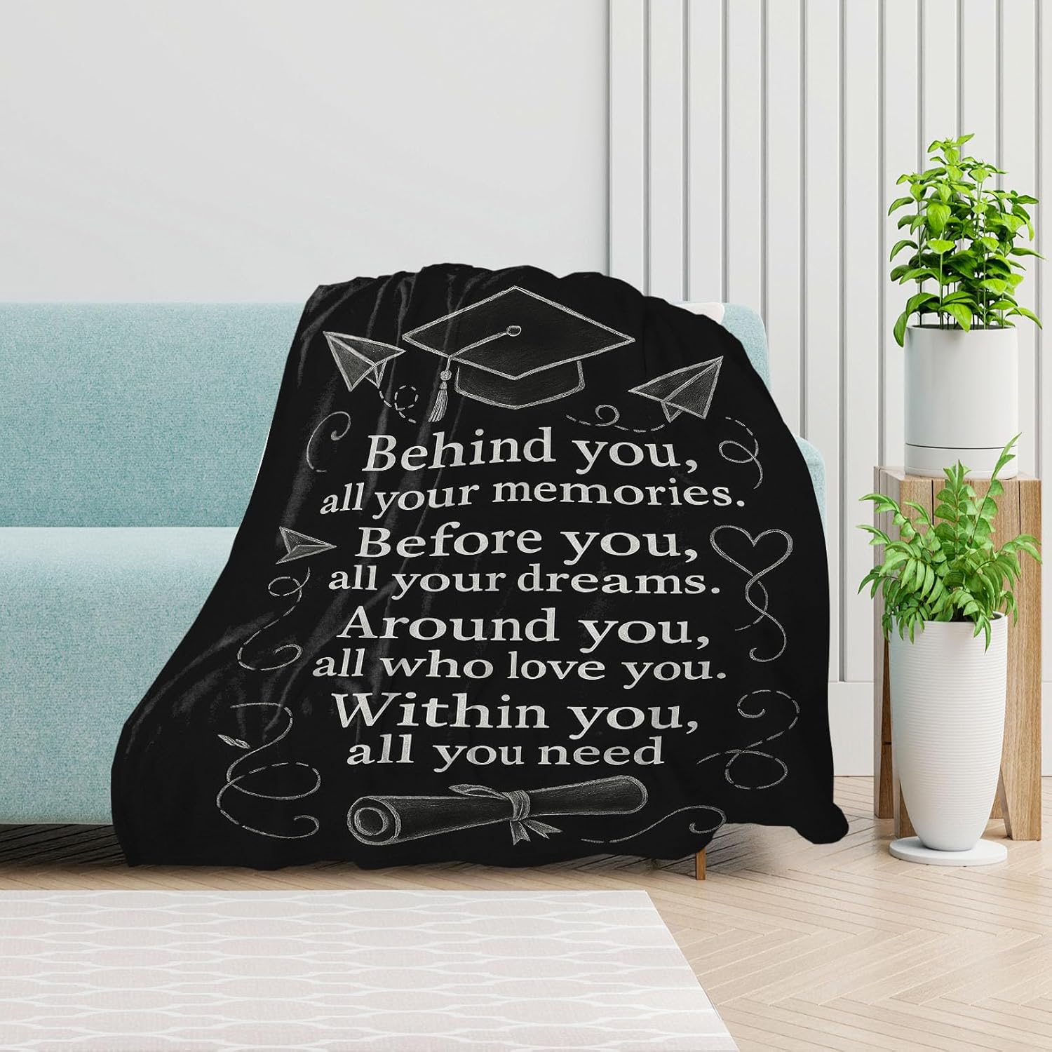 Graduation Gifts for Her Him, High School PHD College Masters Degree Graduation Gift, Graduate Gifts Ideas for Girls Women Female Men, Flannel Soft Blanket for Bed Couch 50"x60" - Image 5