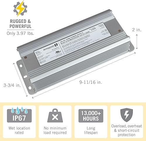 Miniatura 4 de Armacost Lighting 812000 cinta de 200 W, tira, disco, barras lineales y controlador LED de iluminación de paisaje, plata