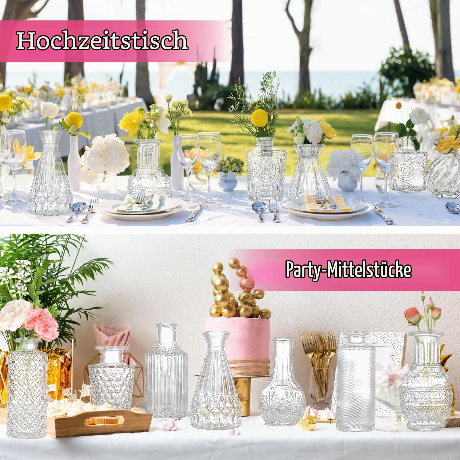 Glas Knospe Vase Satz von 33 Stück, Kleine Vasen für Rustikale Hochzeit Mittelstücke, Mini-Vasen Home Table Flower Decor, Klare Vasen