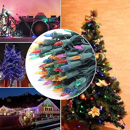 Miniatura 7 de Tira de luces LED multicolor parpadeantes de 60 luces LED enchufables, 17 de 60 luces parpadeantes, conecta hasta 45 juegos, luces de árbol de