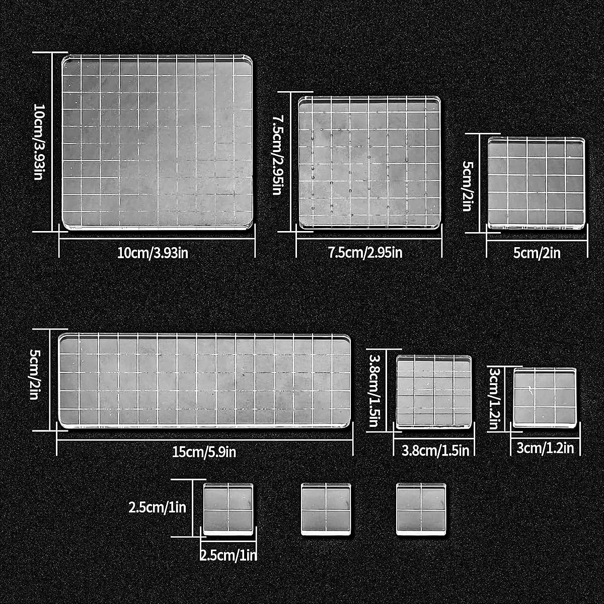 9 bloques de sellos acrílicos transparentes para álbumes de recortes, manualidades y mucho más.