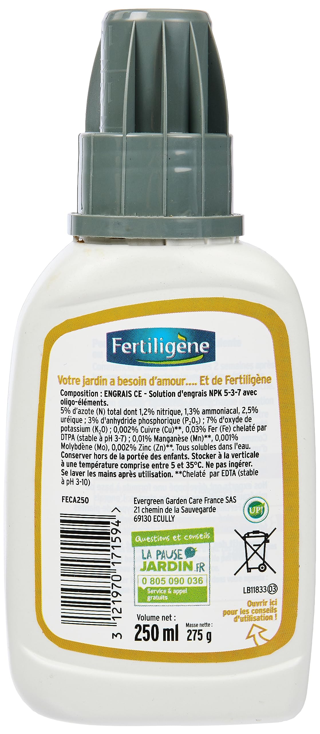 Fertiligène FECA250 - Engrais Liquide Succulentes, Cactées 250 ml, Des plantes plus vertes en 7 jours, Apporte une nourriture équilibrée, Formule à base de minéraux, Pour 35 L de solution diluée