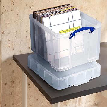 Really Useful Box 35 Liter Storage Container with XL Snap Lid, Clear