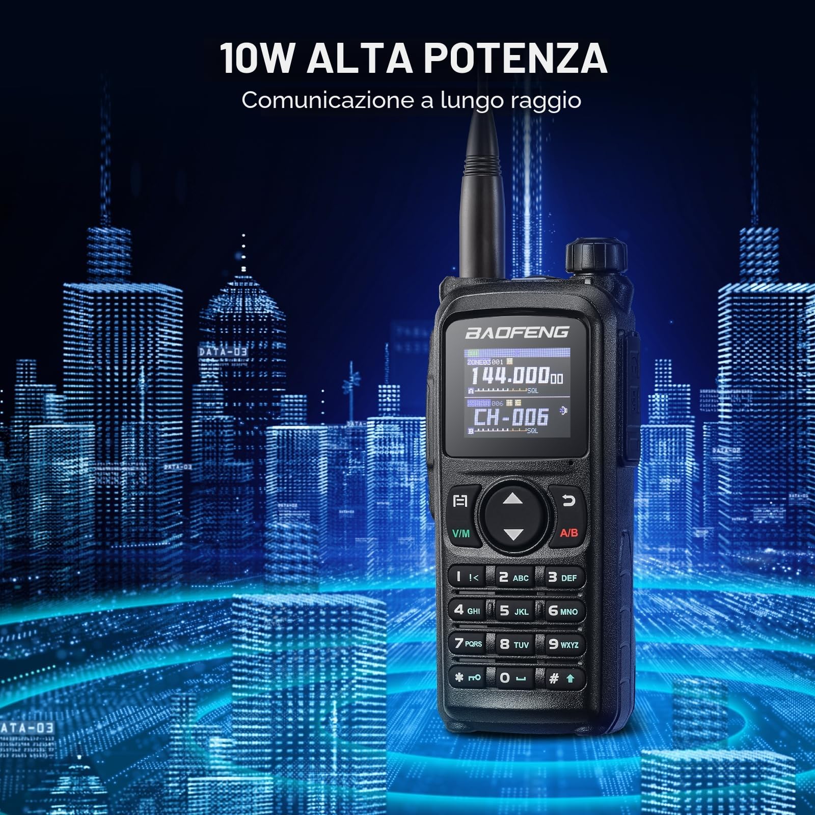 BAOFENG UV-28 PLUS Radio amatoriale navigazione GPS 10W, programmazione tramite app, ricevitore radio bidirezionale a doppia banda a lungo raggio, 1000 canali, display 1,77'', 2200 mAh batteria