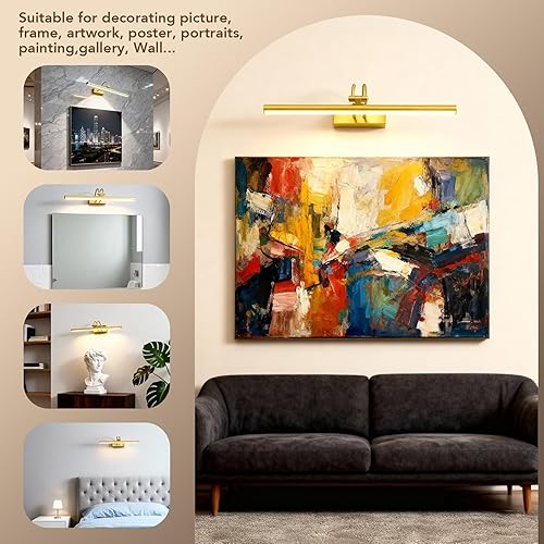 Vista 3 de Luz de imagen, luces de imagen para pared inalámbricas, luces de imagen de 16 pulgadas con temporizador y regulable, luces de pared a batería