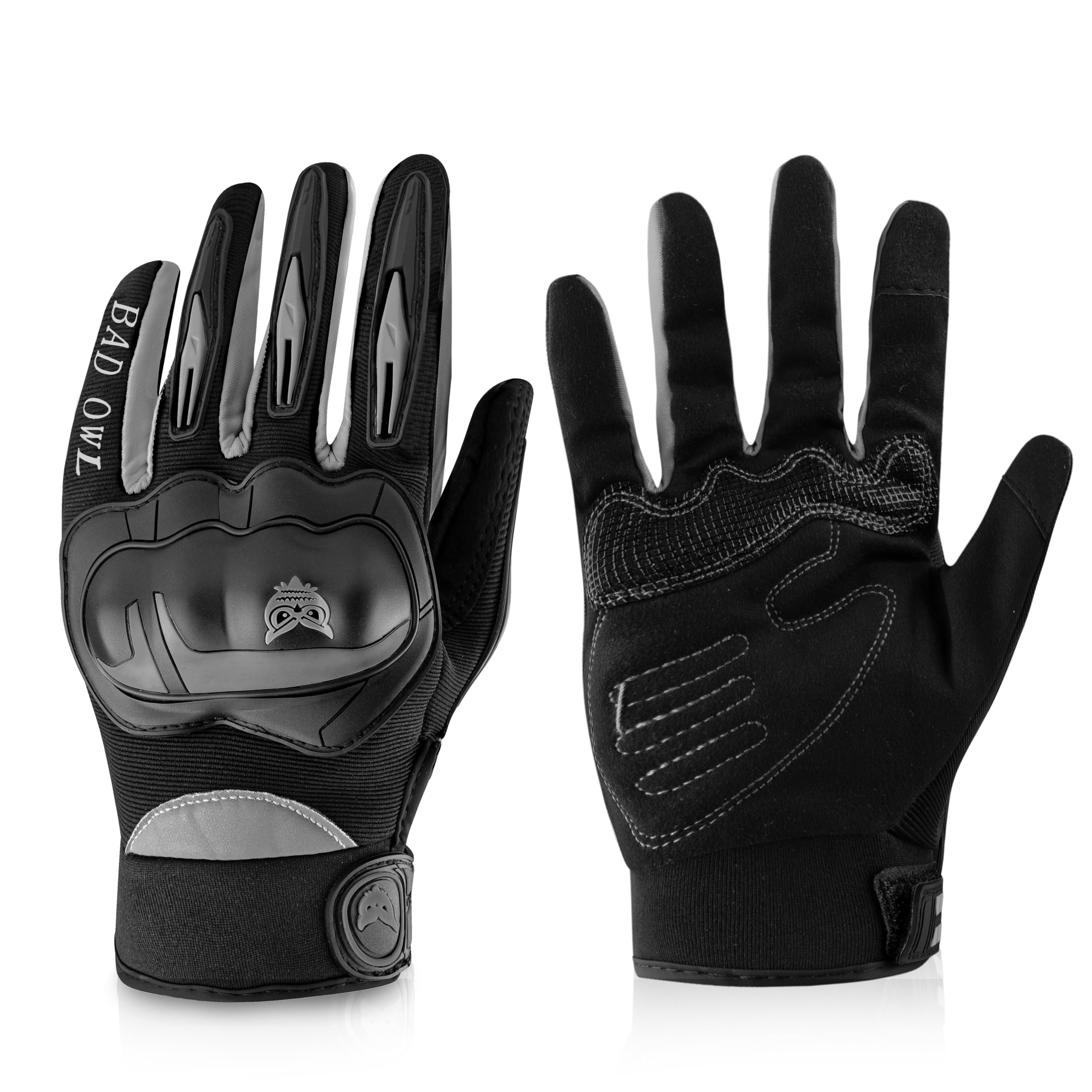 BADOWL RYDON Knuckle Protection Riding Gloves | Anti-Slip Grip & Touchscreen Sports Gloves | Durable, Breathable, All-Weather Design (Grey, XL)-picture-28