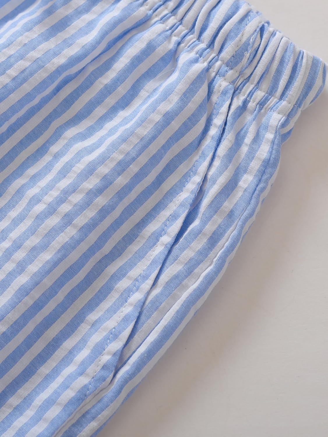 Latuza Women's Seersucker Pajamas Set Cotton Cami Top Shorts Pj Lounge Set - Image 6