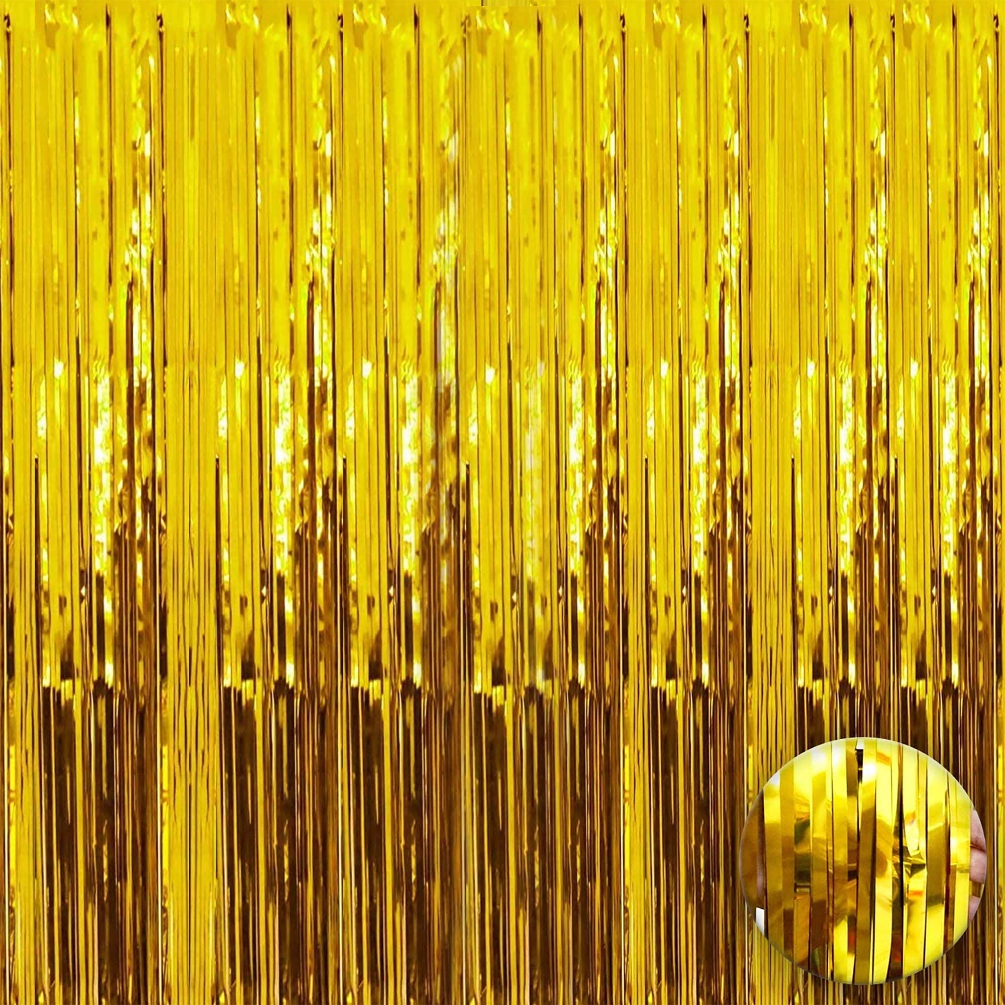KatchOn, XtraLarge Gold Fringe Curtain Backdrop - 8x3.2 Feet, Pack of 1 Gold Streamers Party Decorations | Foil Curtain for Party Decorations | Yellow Streamer Backdrop, Graduation Decorations 2025