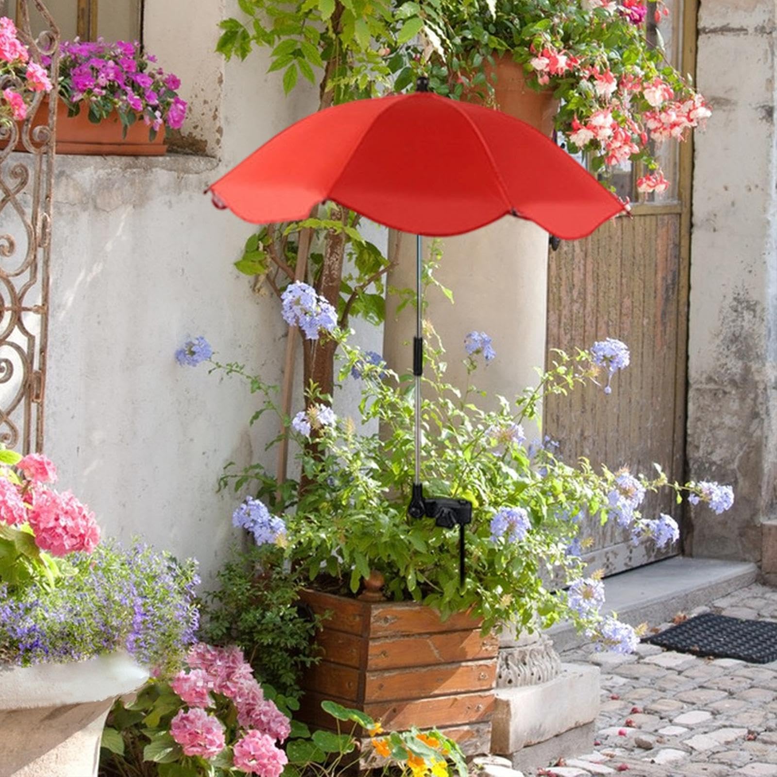 Baoblaze Plant Umbrella for Outdoor Plants,Shade Umbrella Larger Size Sun Protection,Garden Cover for Potted Plant,Garden Bed, red