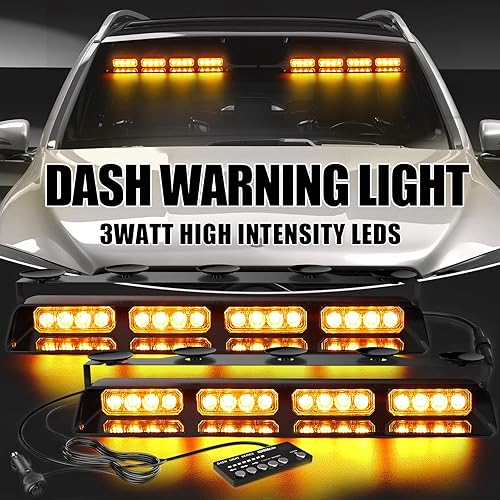 Miniatura 2 de Luces de policía estroboscópicas de emergencia azul y blanco, peligro de advertencia intermitente de seguridad interior para parabrisas