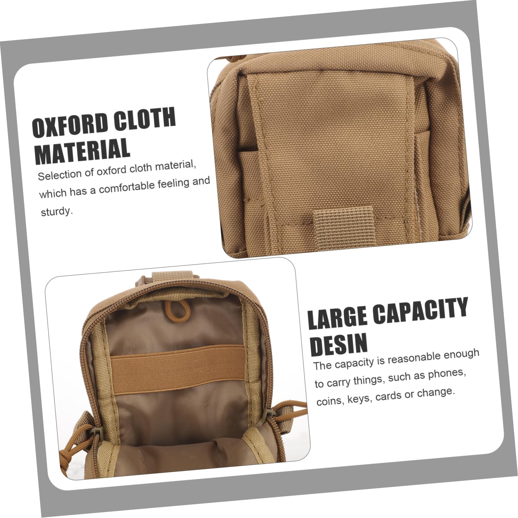 Toddmomy Borsa per Telefono Cellulare per Telefono Borsa per Telefoni Sportivi Borsa per Cintura Sportiva All'aperto Piccolo Custodia con Ganci Panno Oxford Cachi