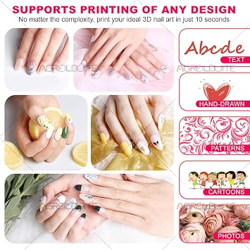 Portable Digital Nail Printer,3D Nail Art Printer Machine, Automatic Color Art Nails/Press On Nails Printer, with Ink Cartridge (Supports Printing 450 Nail),Fast Drawing in 10s Pink