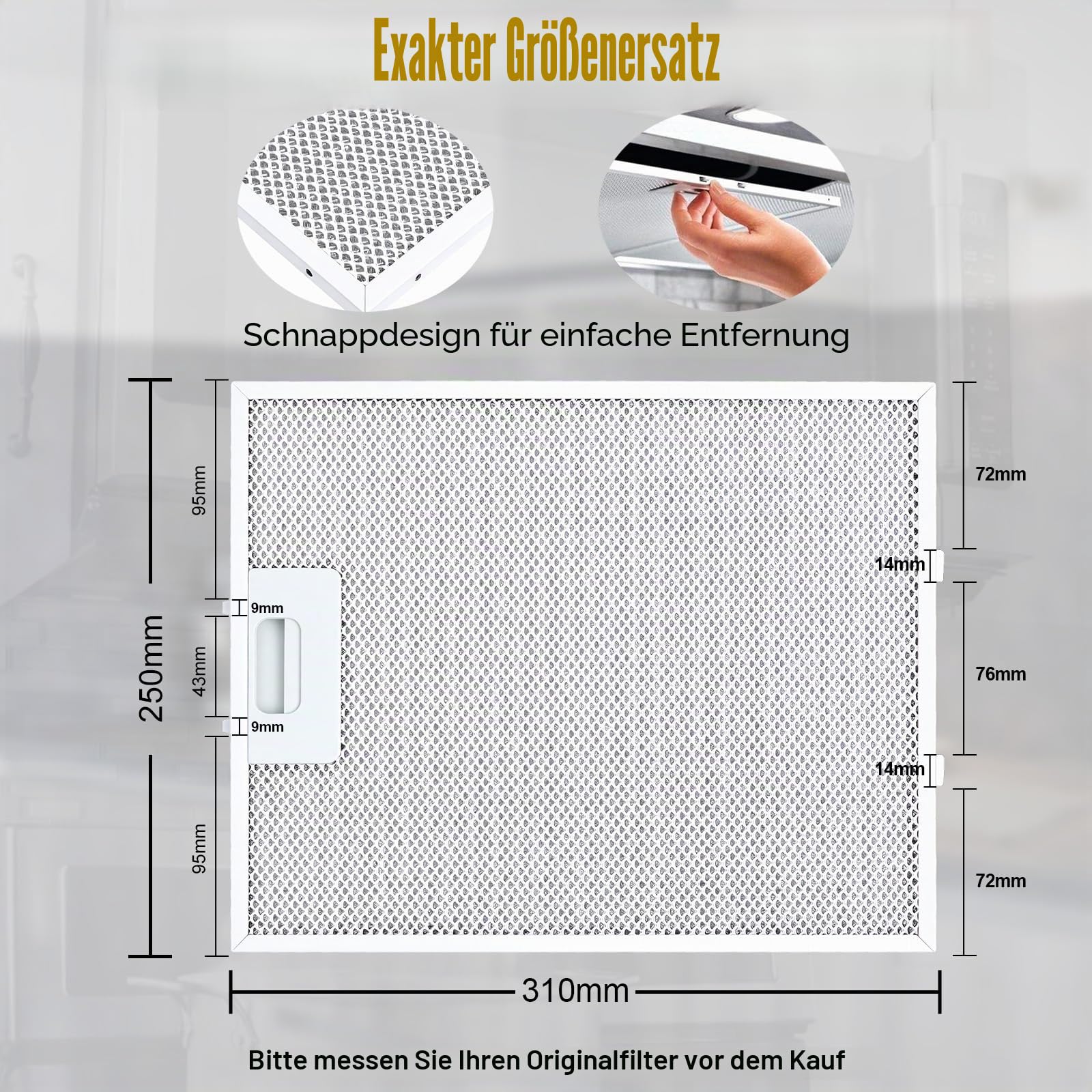 Filter für Dunstabzugshaube 310 x 250, Dunstabzugshaube Kompatibel mit Boschh Dunstabzugshaube von Poweka (3 Stück)