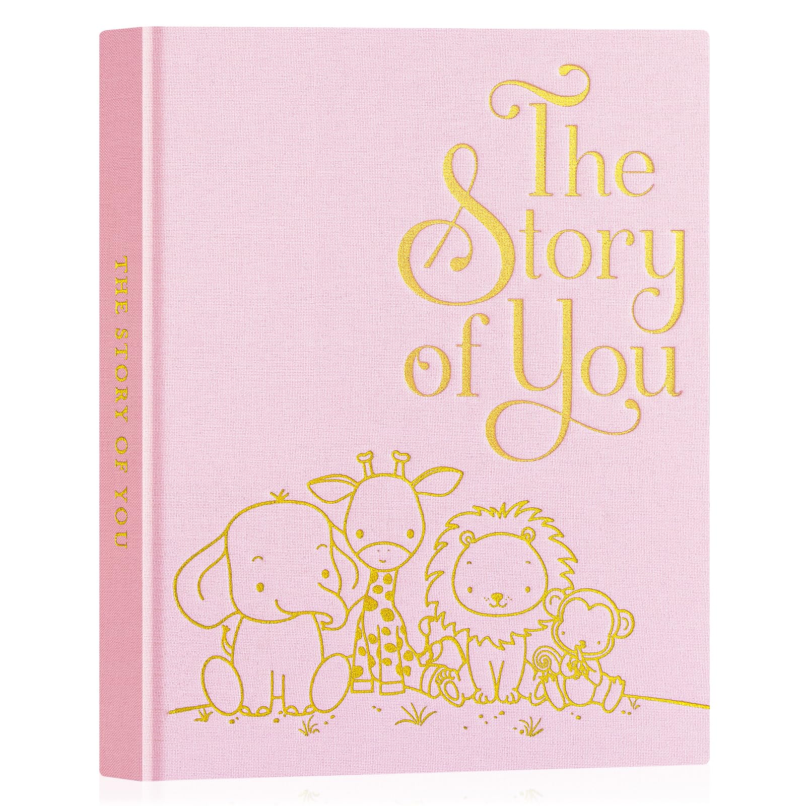 Lanpn Mein Erstes 5 Jahr Babybuch - The Story of You Baby Tagebuch für Mädchen Junge, Leinen Hardcover Babyalbum für Neue Eltern, 154 Seiten Baby Erinnerungsbuch Album Geschenk, Rosa, Englisch