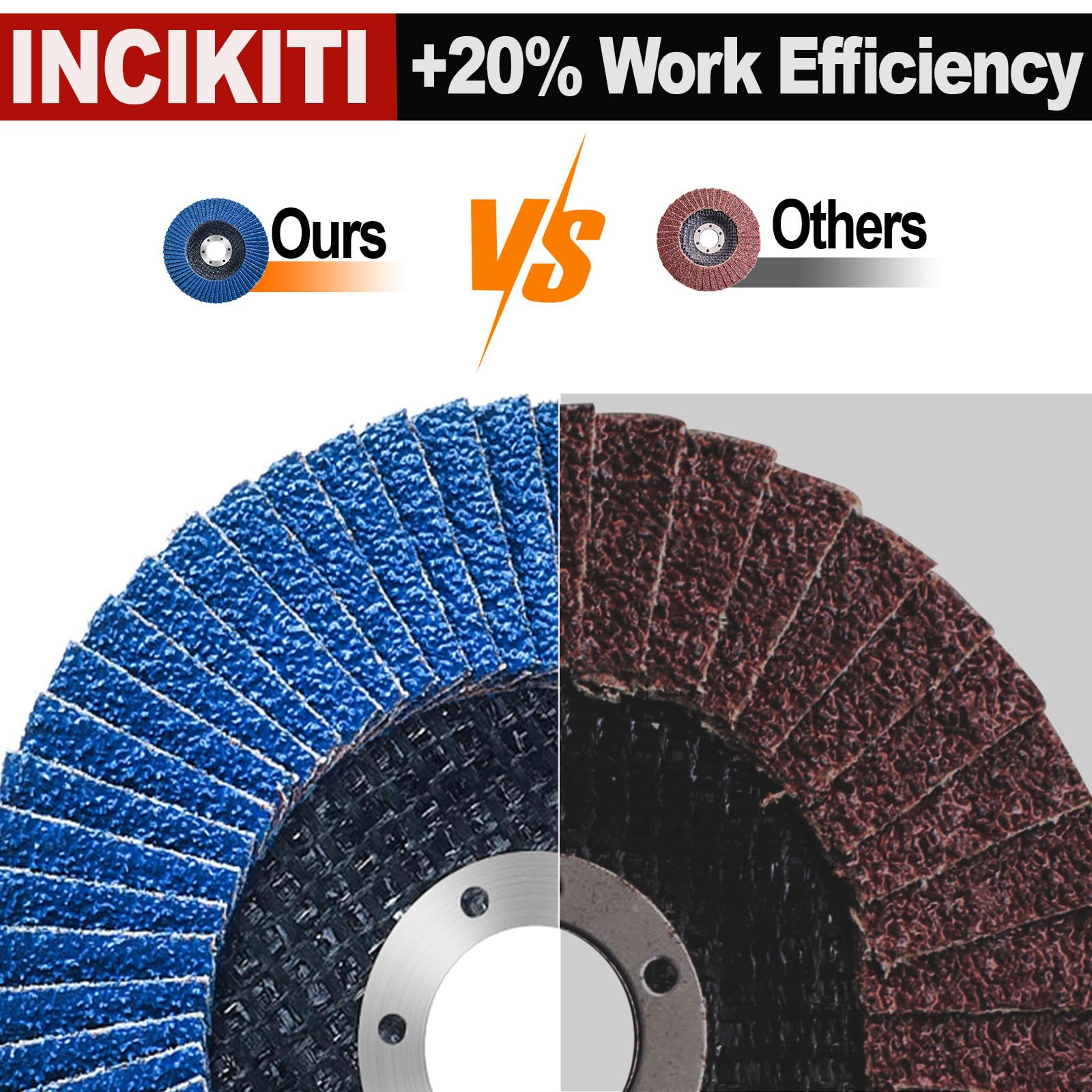 INCIKITI Lot de 20 disques abrasifs à lamelles 115 mm pour meuleuse d'angle, disques abrasifs à grain 40 pour meuleuse d'angle, disques de meulage de type 29 115 mm pour métal, bois, acier inoxydable