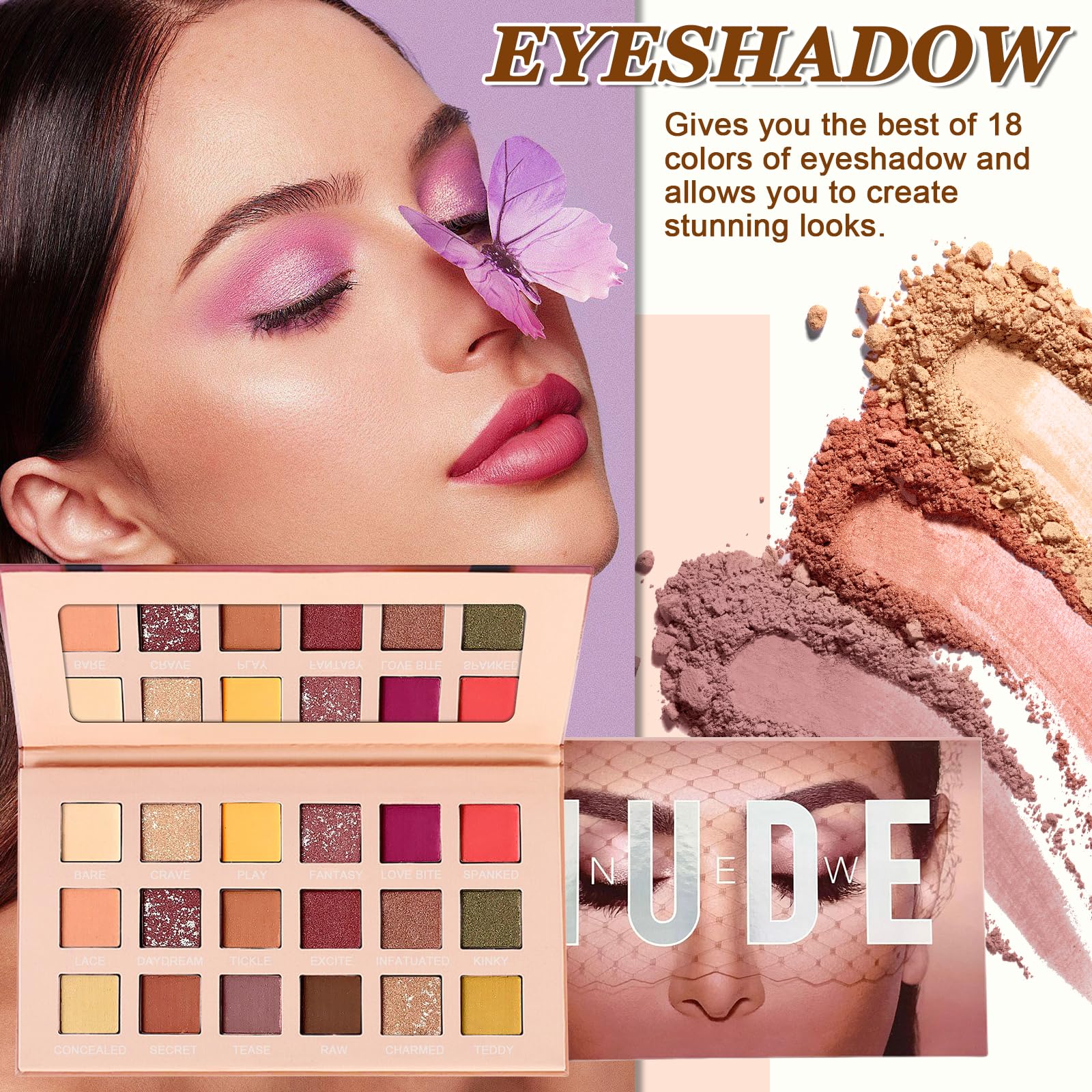 Set Trucchi Donna, Cofanetto Regalo Make Up per Ragazza Adolescente, Kit Trucco Make Up Completo con Palette di Ombretto, Fondotinta, Mascara, Gloss Labbra, Eyeliner, Palette di Correttore
