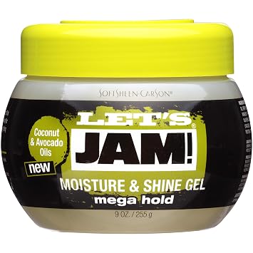 SoftSheen-Carson Lets Jam! Shining and Conditioning Gel by Dark and Lovely, Mega Hold, for all Hair Types, with Coconut Oil and Avocado Oil, No Parabens, No Mineral Oil, 9 oz