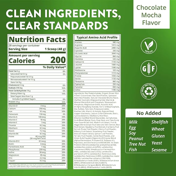 MRM Nutrition Veggie Meal Replacement Protein - 28 Servings | Vanilla Bean Flavored, 22g Vegan Protein for Women & Men, Macronutrient Formula with Enzymes & Amino Acids