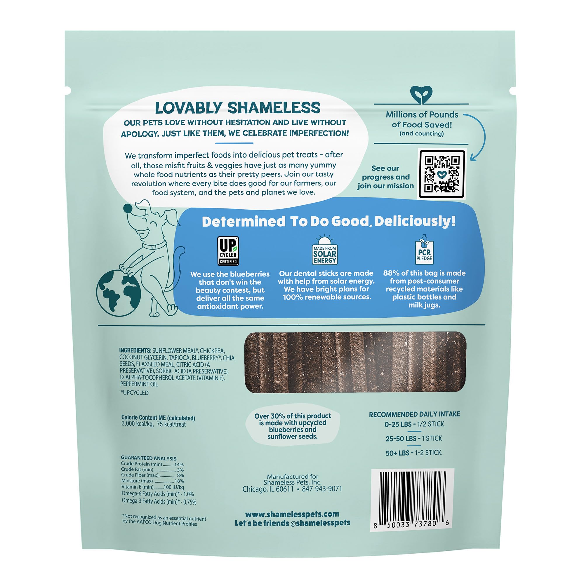 Shameless Pets Toothberry Dental Chews para Perros - Palillos de Dientes Naturales para Perros para un Aliento Fresco, Limpieza Dental y Elimina el sarro, golosinas para Perros sin Cereales, sin maíz