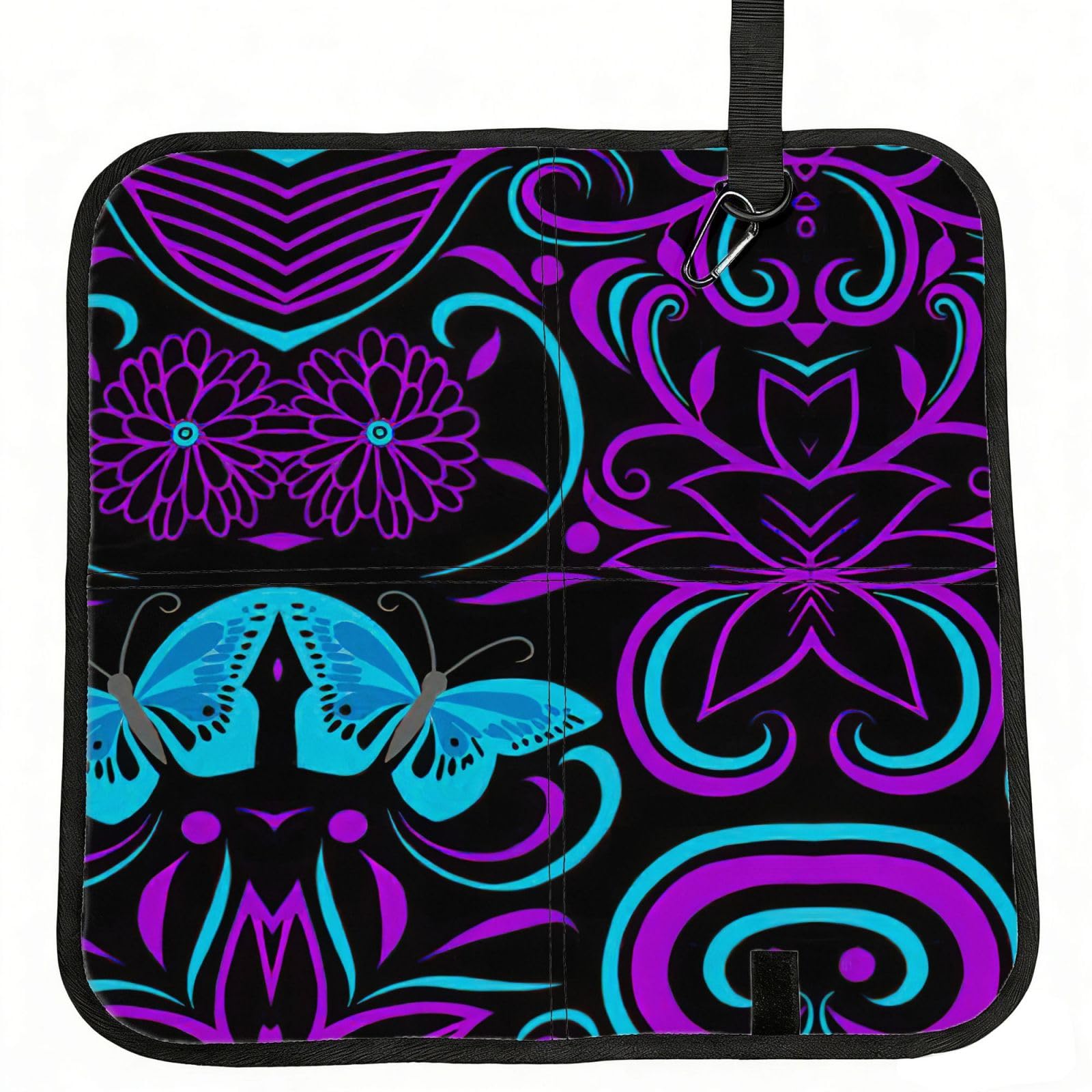 SDEGTHO Butterfly on beautiful flower Printed Foldable Seat Pad with Closure, Lightweight Cushion for Airplane Travel Camping