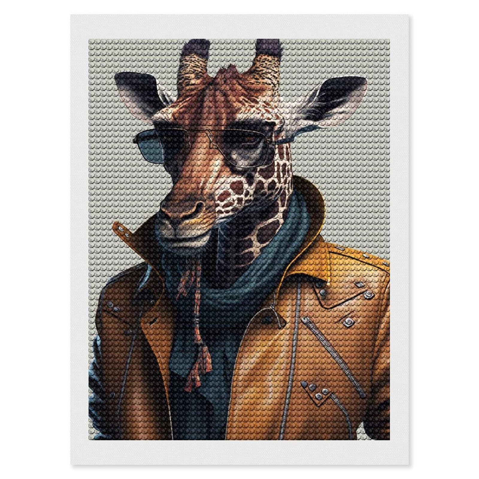 Junmoney Street Smart Giraffe Diamond Art Canvas 12"x16", for Teens, Nice Detail and Sparkle, Farmhouse Decor, Festive Craft Gift, Easy to Enjoy