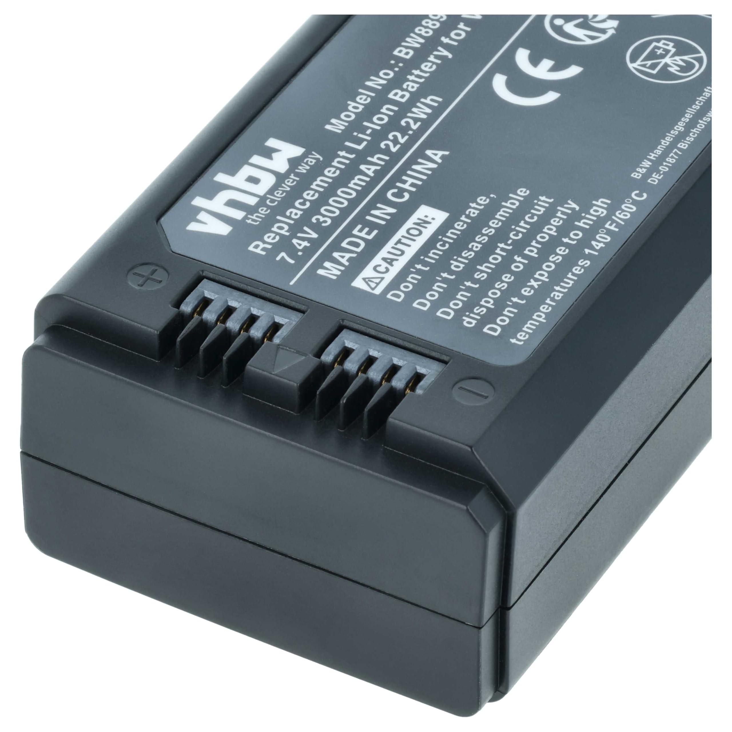 vhbw 2 x bateria kompatybilna z Godox V1, Ring 72, V1 Pro, AD100 Pro, MF-R76, V100 lampa błyskowa do aparatu (3000 mAh, 7,4 V, litowo-jonowa)