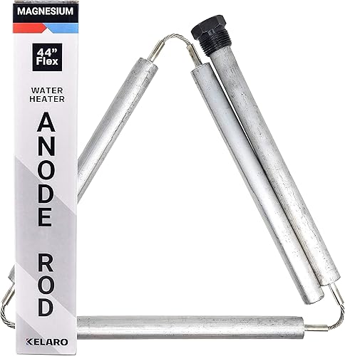 Varilla de ánodo de calentador de agua de magnesio (44 pulgadas flexible) 3/4" rosca NPT para Rheem, Reliance, Richmond, Kenmore, GE por Kelaro
