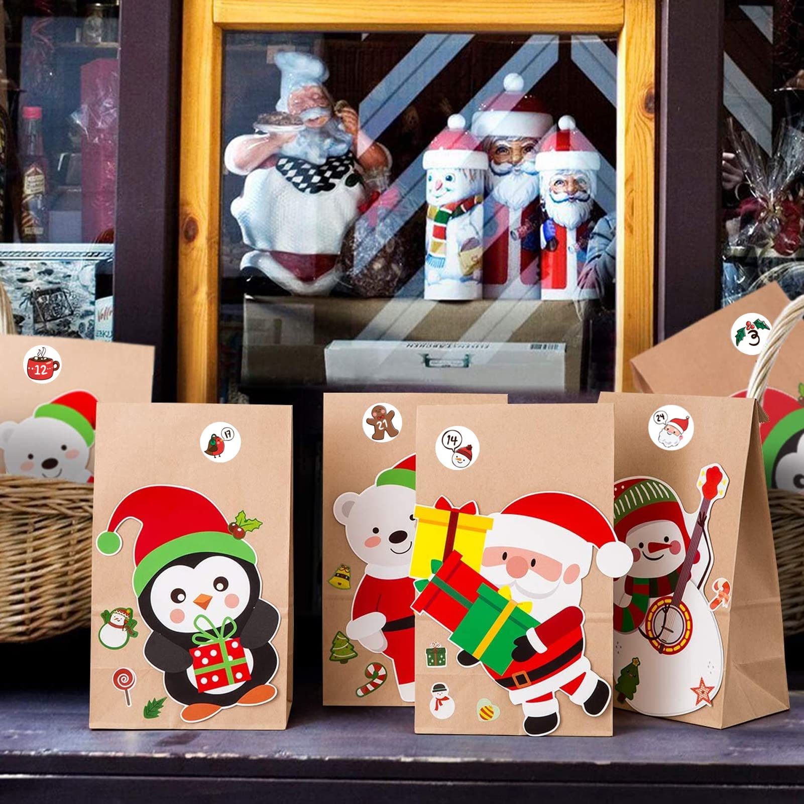 24 Weihnachts-Adventskalender Zahlen-Aufkleber 1–24 – Selbstklebend, 4,5 Cm Durchmesser – Für DIY & Deko