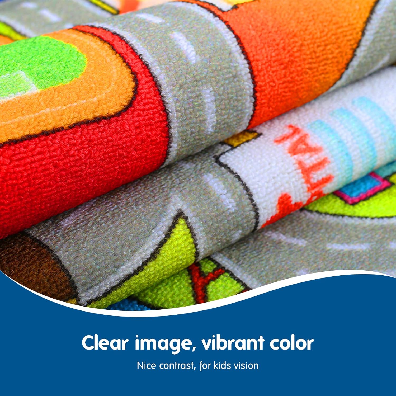 Booom Jackson Kids Carpet Playmat, Car Rug for Kids Toy Cars, Colorful City Play Rug With Non-Slip Base
