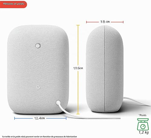 Haut-parleur Audio Bluetooth Google - Diffusion de Musique Sans Fil, Son Puissant, Assistant Intégré, Connectivité Wi-Fi et Bluetooth, Contrôle de Maison Intelligente, Appariement Stéréo - Craie - 4