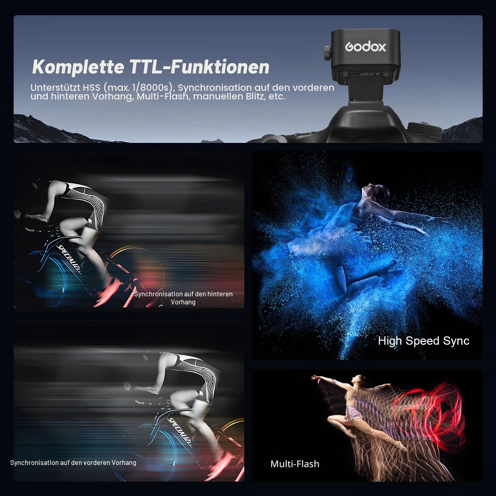Godox X3-S X3S Kabelloser Blitzauslöser Touchscreen-Blitzsender OLED für Sony Kameras 2.4GHz Drahtlos 1/8000S HSS TTL Tcm Funktion Eingebauter Akku Kamerafernauslöser für Sony
