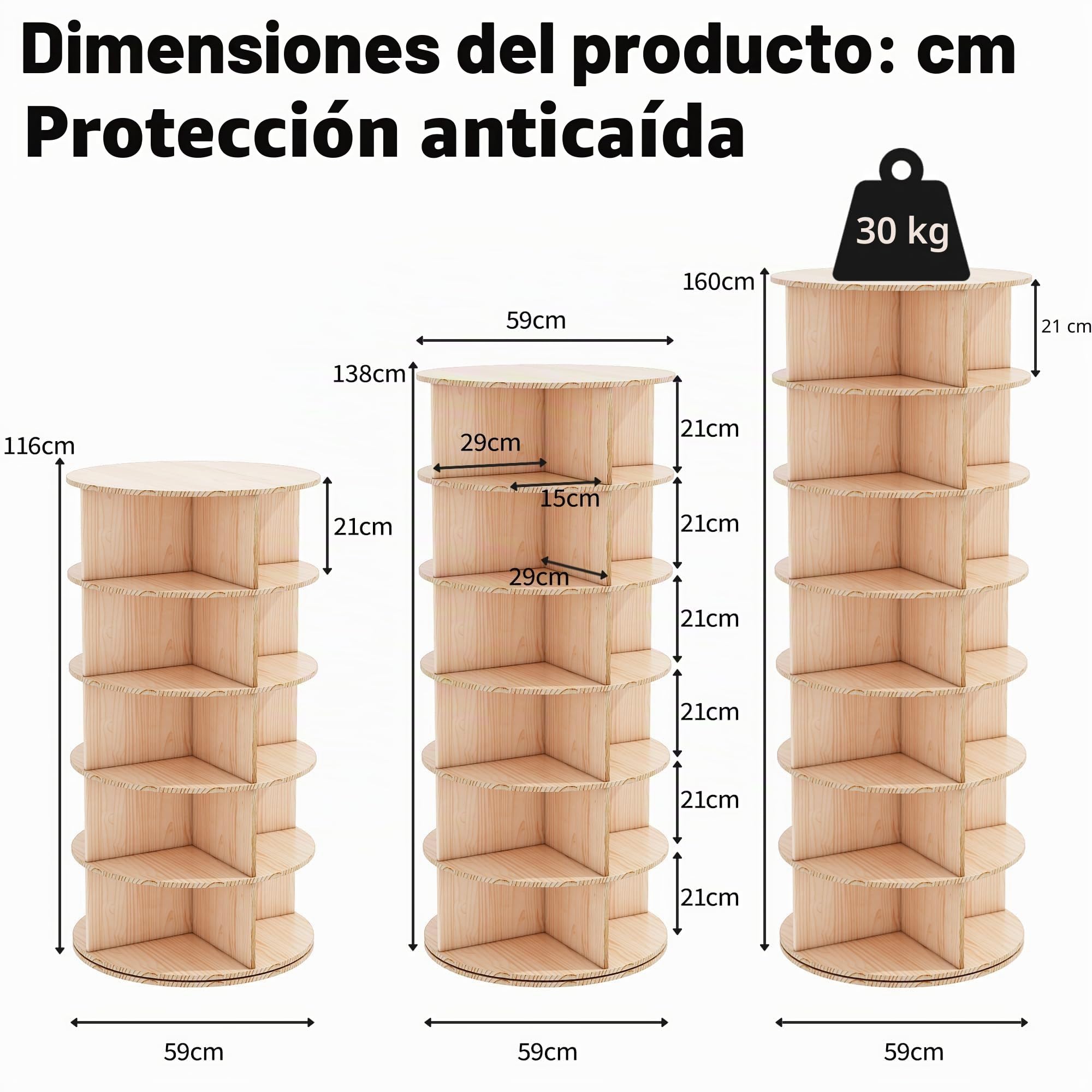 Zapatero giratorio con 7 niveles, organizador de zapatos multifuncional estrecho, giratorio 360, almacenamiento, bolso redondo vertical, organizador de zapatos Organi Sation