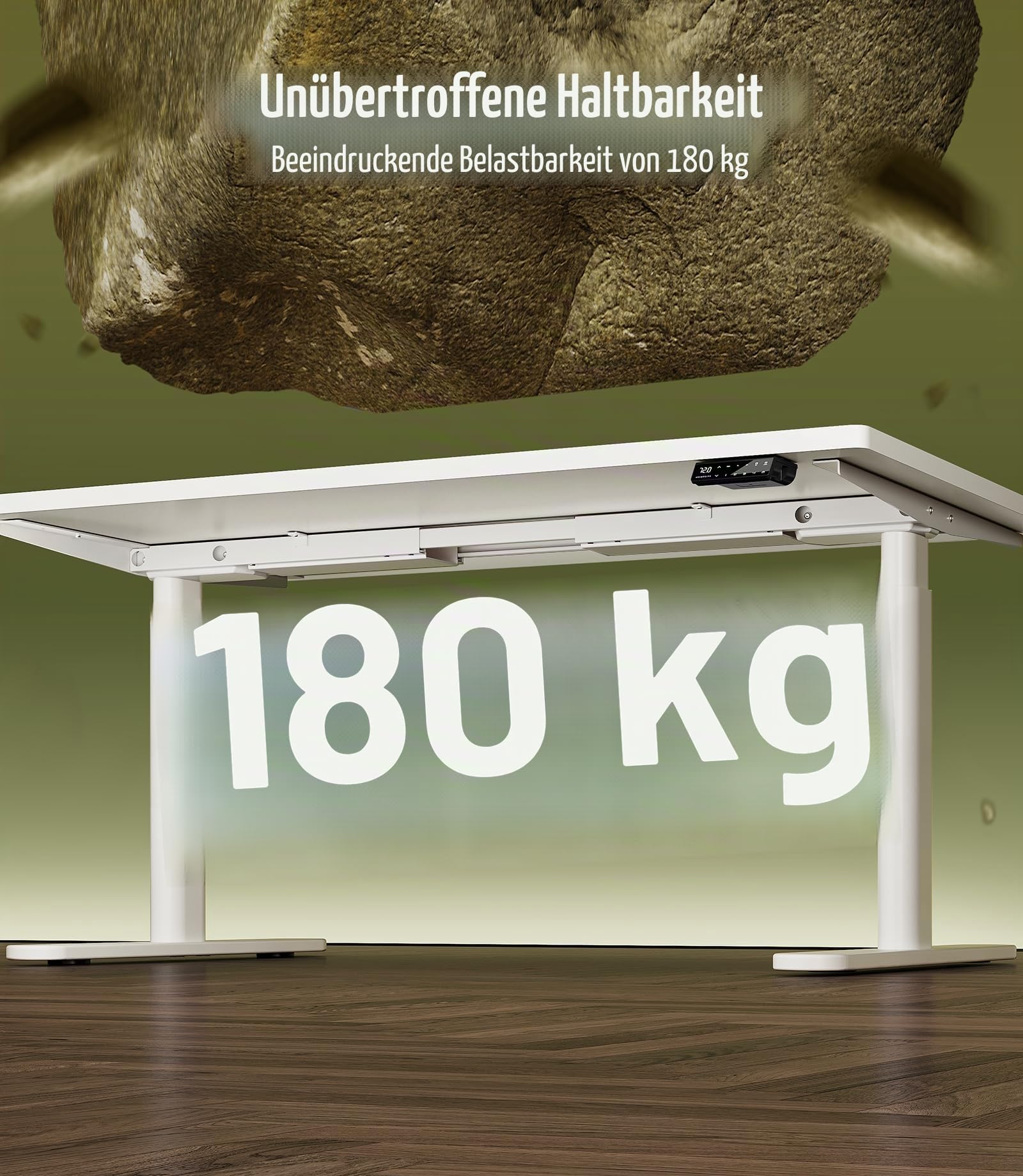 MAIDeSITe Elektrisch höhenverstellbarer Schreibtisch 160x80cm Ovale Beine Stehschreibtisch Energieeffizient‌, Leise Dualmotoren,Tragfähigkeit 180kg mit 4 Höhenspeicherein und Alarmfunktion-S2 Pro Art