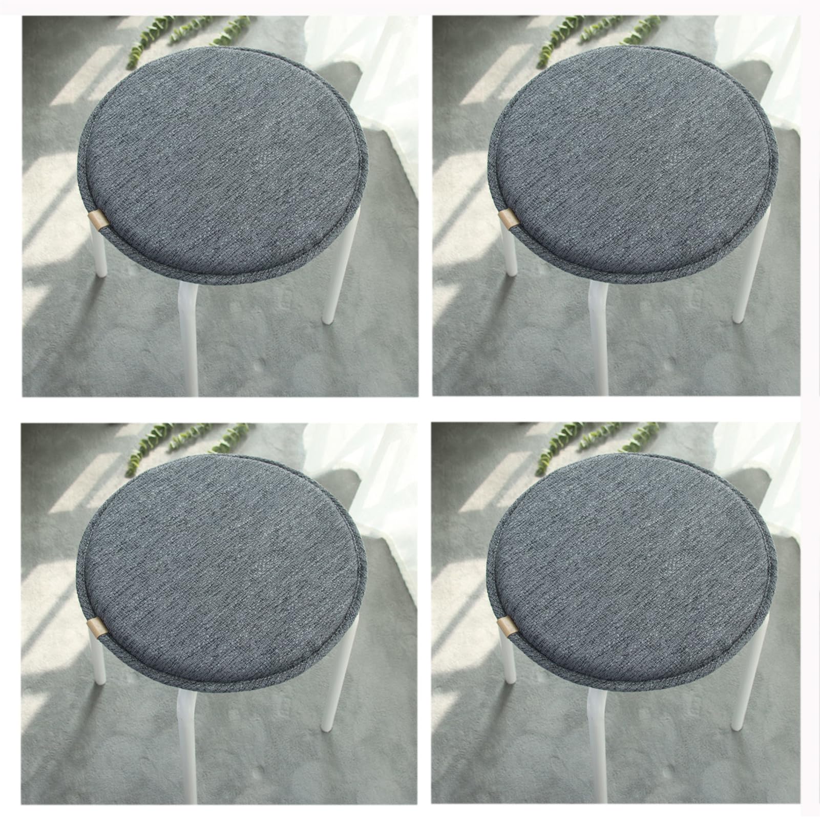 CZQGLYM Set of 4/6 Outdoor Seat Cushions with Ties Outdoor Chair Pads Round Seat Cushions Garden Patio Home Cushions Patio Furniture Cushion Cover (50CM(4PCS),Gray Blue)