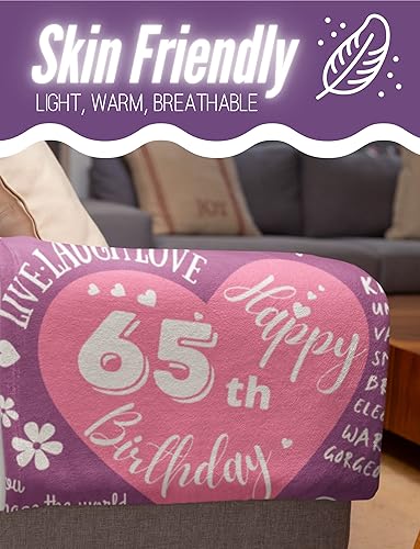 Miniatura 5 de InnoBeta Mantas de franela de felpa con temática de cumpleaños 65, regalos de agradecimiento para mamá, abuela, madrina, amigos, tía (50 x 65