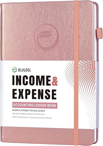 Rastreador de ingresos y gastos sin fecha, libro contable de tapa dura para finanzas personales y pequeñas empresas con papel grueso de 120 gsm (5.8